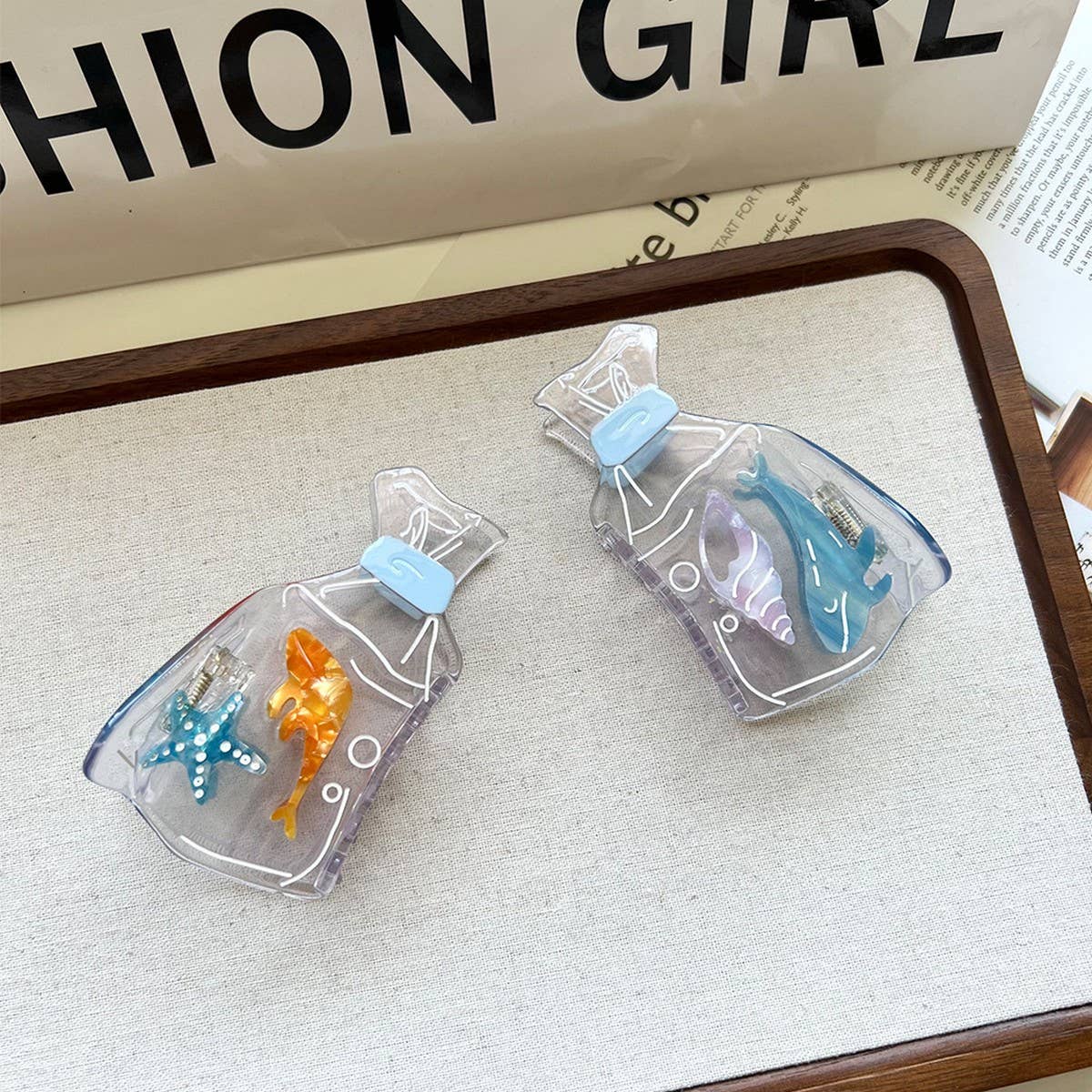 Minimal Clear Bag Starfish Claw Clip ? Ocean Vibes