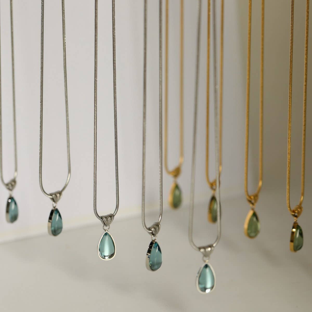 Fashionable water drop blue ocean necklace