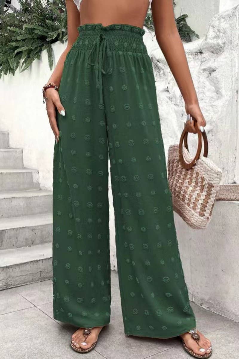 CWBLP1977_HIGH WAIST JACQUARD WIDE LEG LOUNGE PANTS