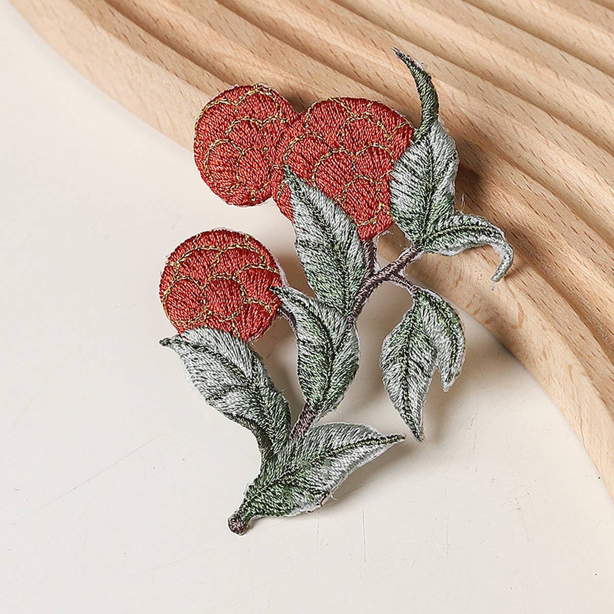 Lychee & Pomegranate Embroidered Patch for Repair