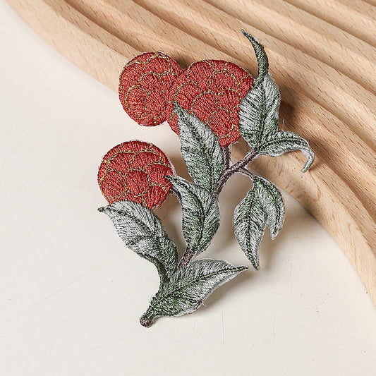 Lychee & Pomegranate Embroidered Patch for Repair