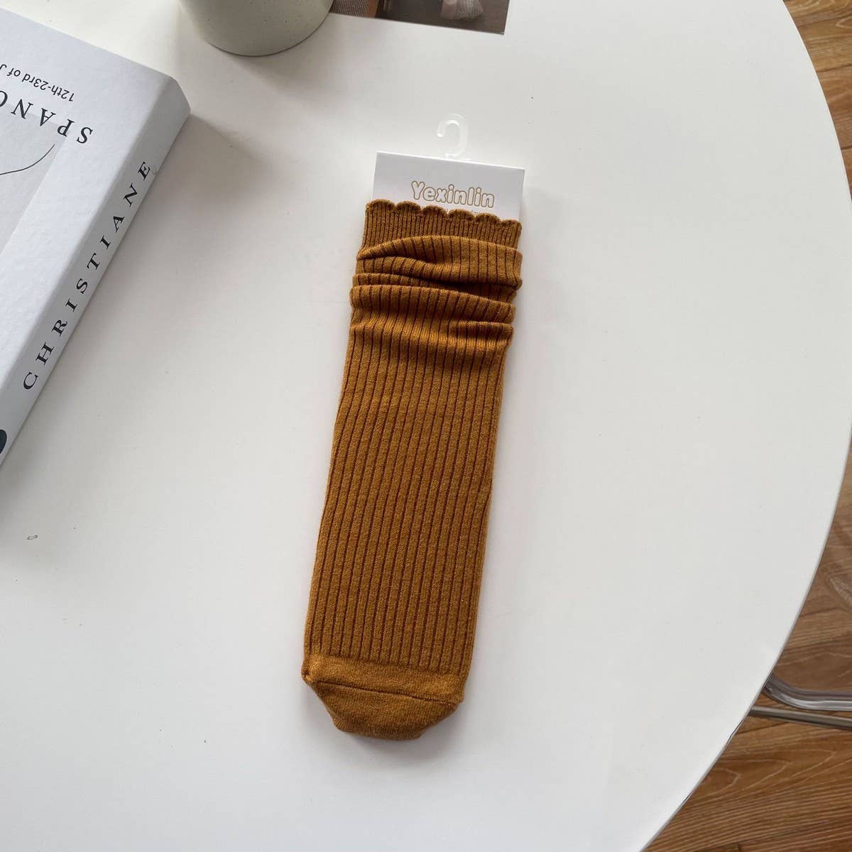 WOMEN'S SOLID COLOR CASHMERE LACE MID-CALF SOCKS