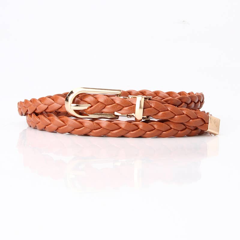 Fashionable ladies weave thin waist belts