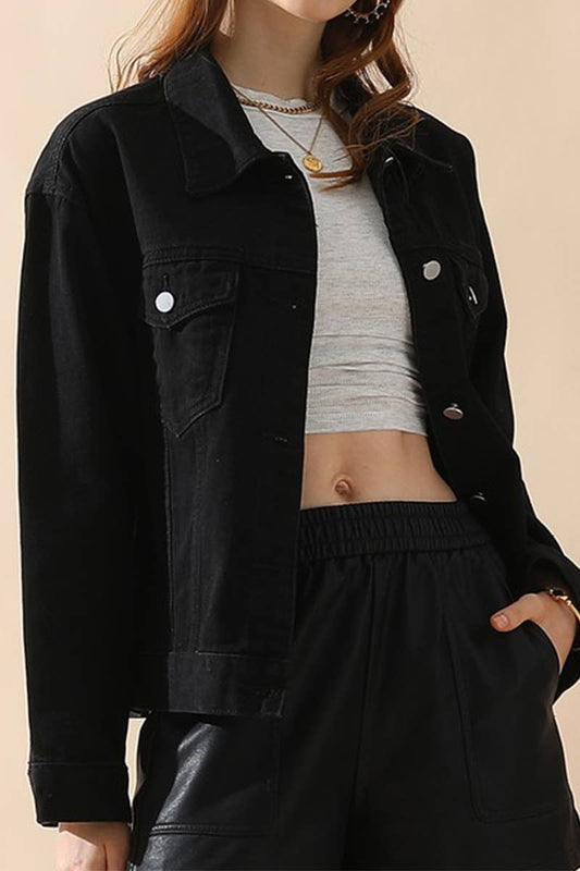 CWJJ065_CASUAL BUTTON DOWN DENIM JACKET