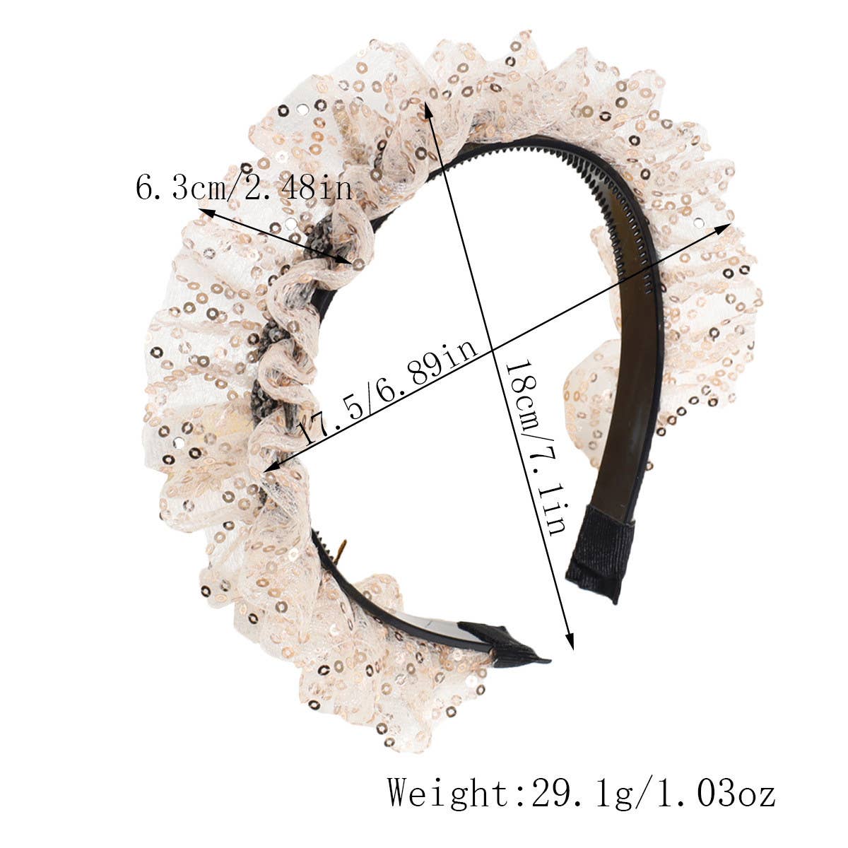 FASHIONABLE RUFFLE SEQUINED HEADBAND