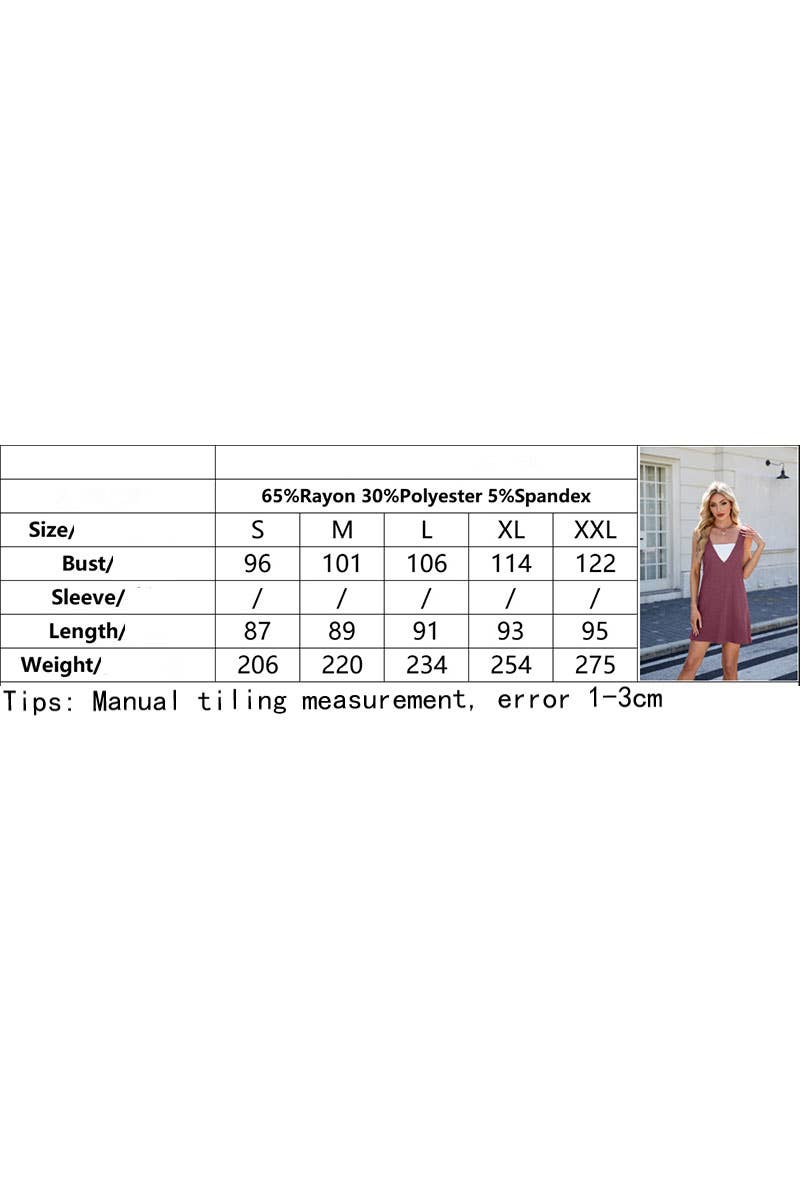 CWDSD7419_SUMMER V-NECK SQUARE NECK REVERSIBLE LOOSE DRESS