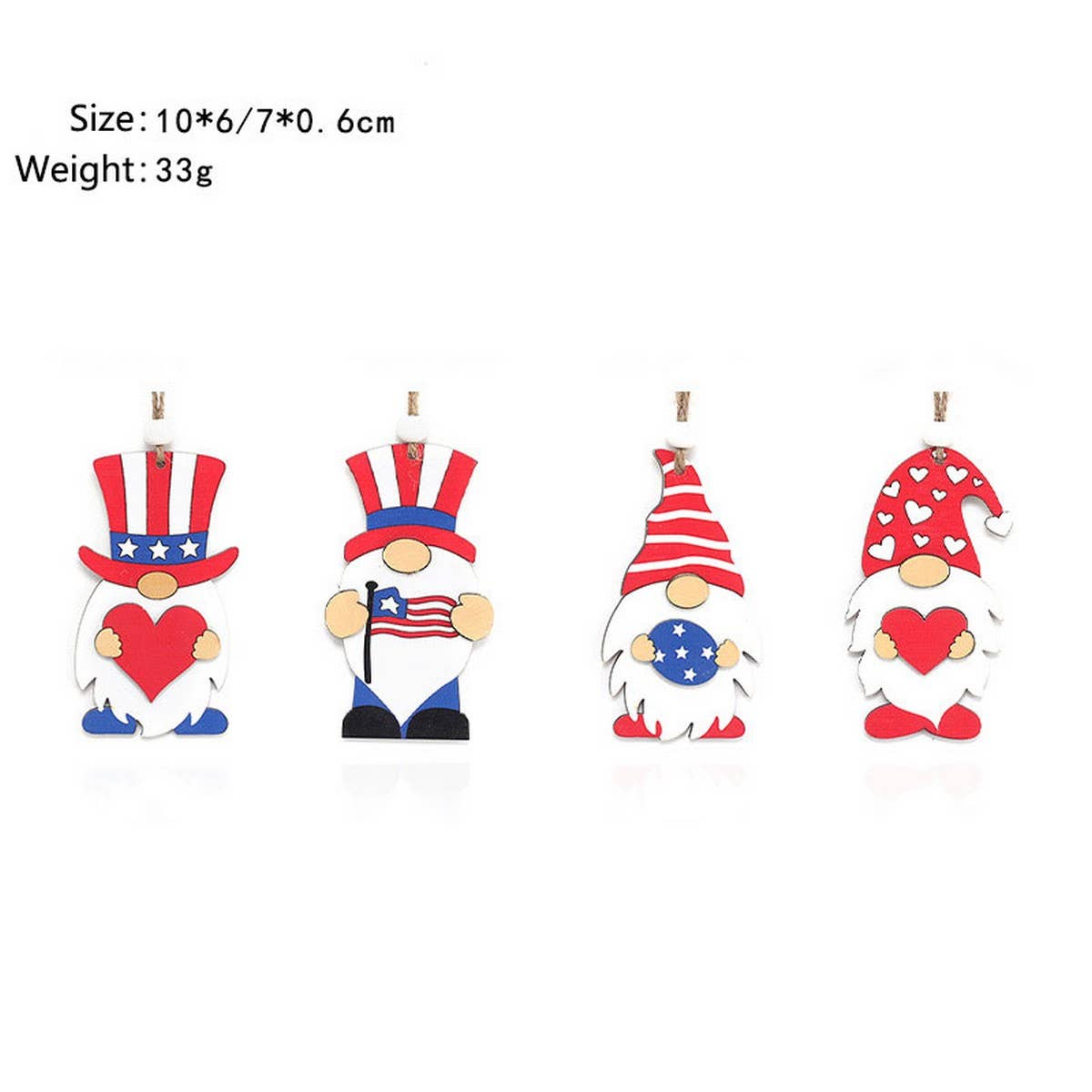 US Flag Faceless Gnome Wooden Hanging Decor_CWAJE05407