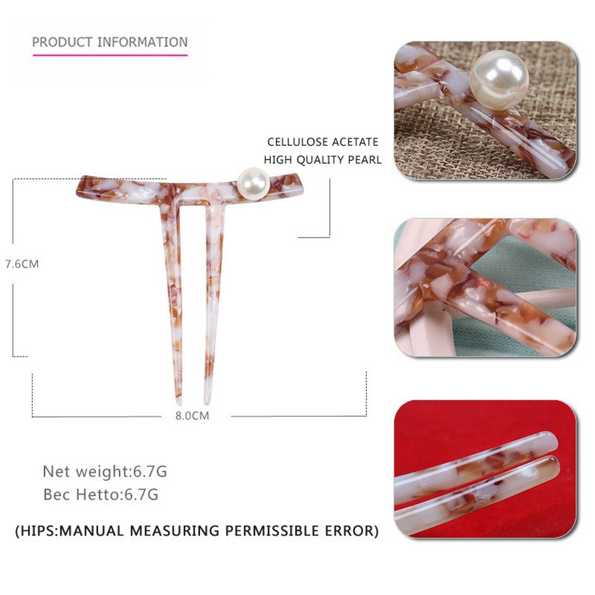 HAIRPIN ACETATE HAIRPIN INK TWO-TOOTH HAIRPIN