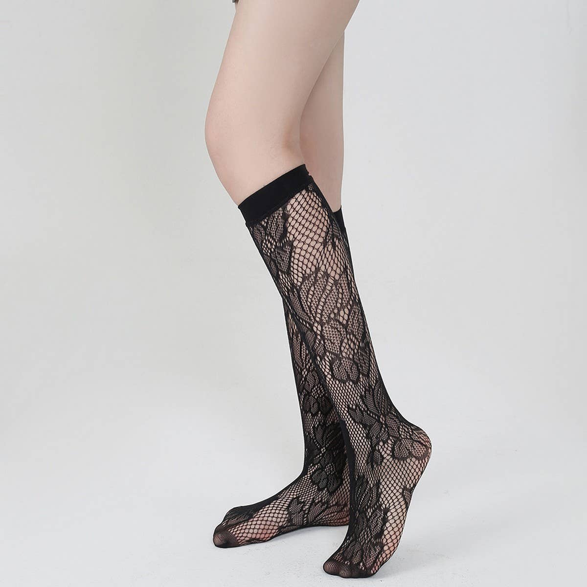 WOMEN FISHNET ULTRA THIN STAY UP KNEE HIGH SOCKS