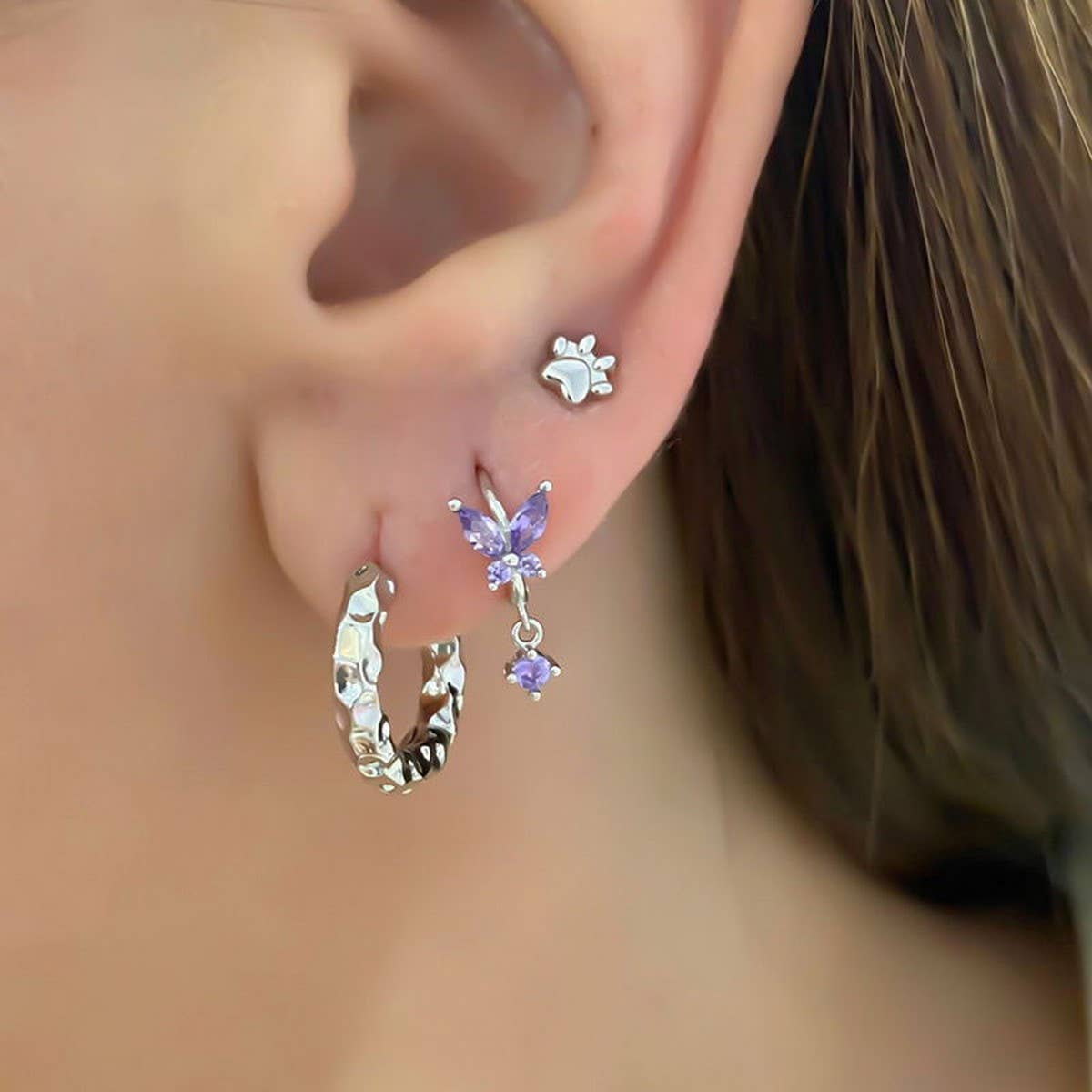 MULTICOLOR BUTTERFLY SIMPLE TEMPERAMENT EARRINGS
