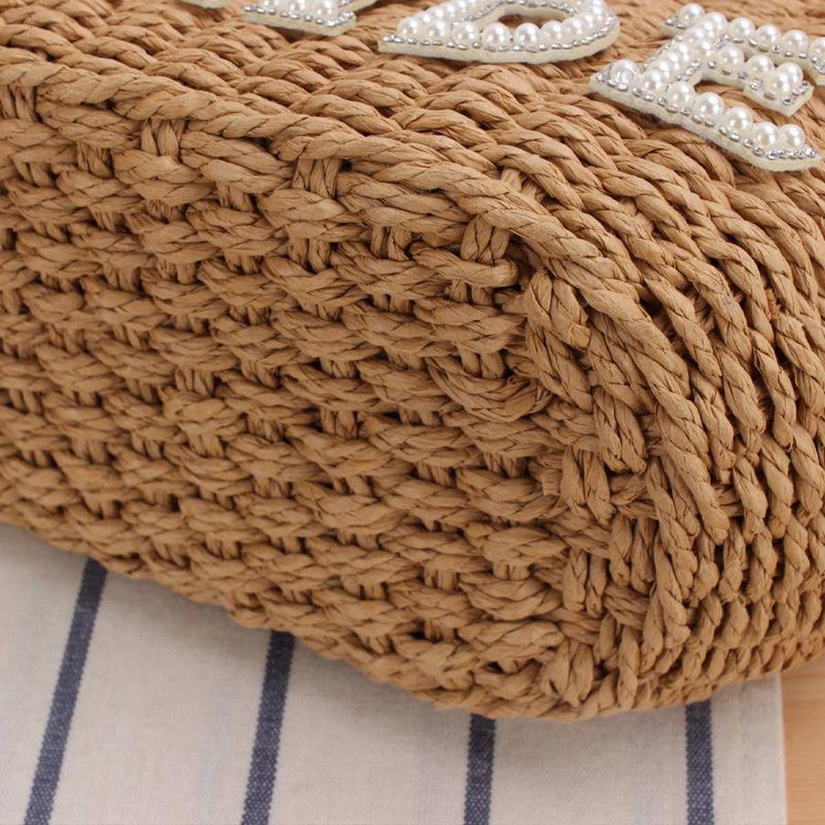 FOREST STYLE LITERARY LETTER PORTABLE STRAW BAG_CWAB2113