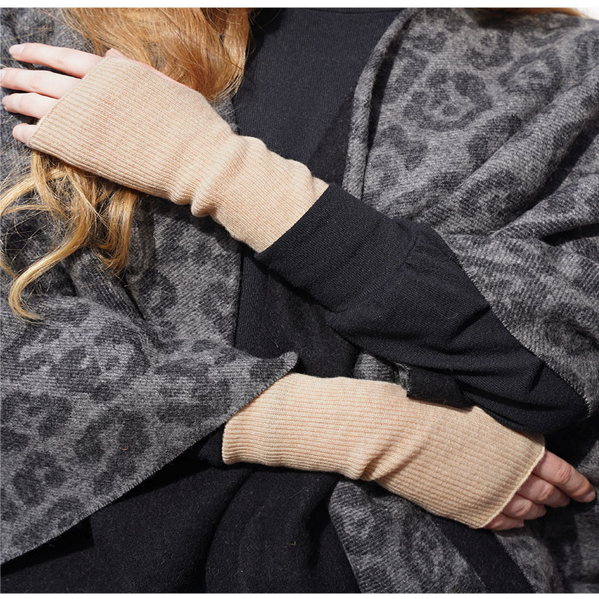 Cashmere Knit Gloves ??Half Finger for Students_CWAG0528