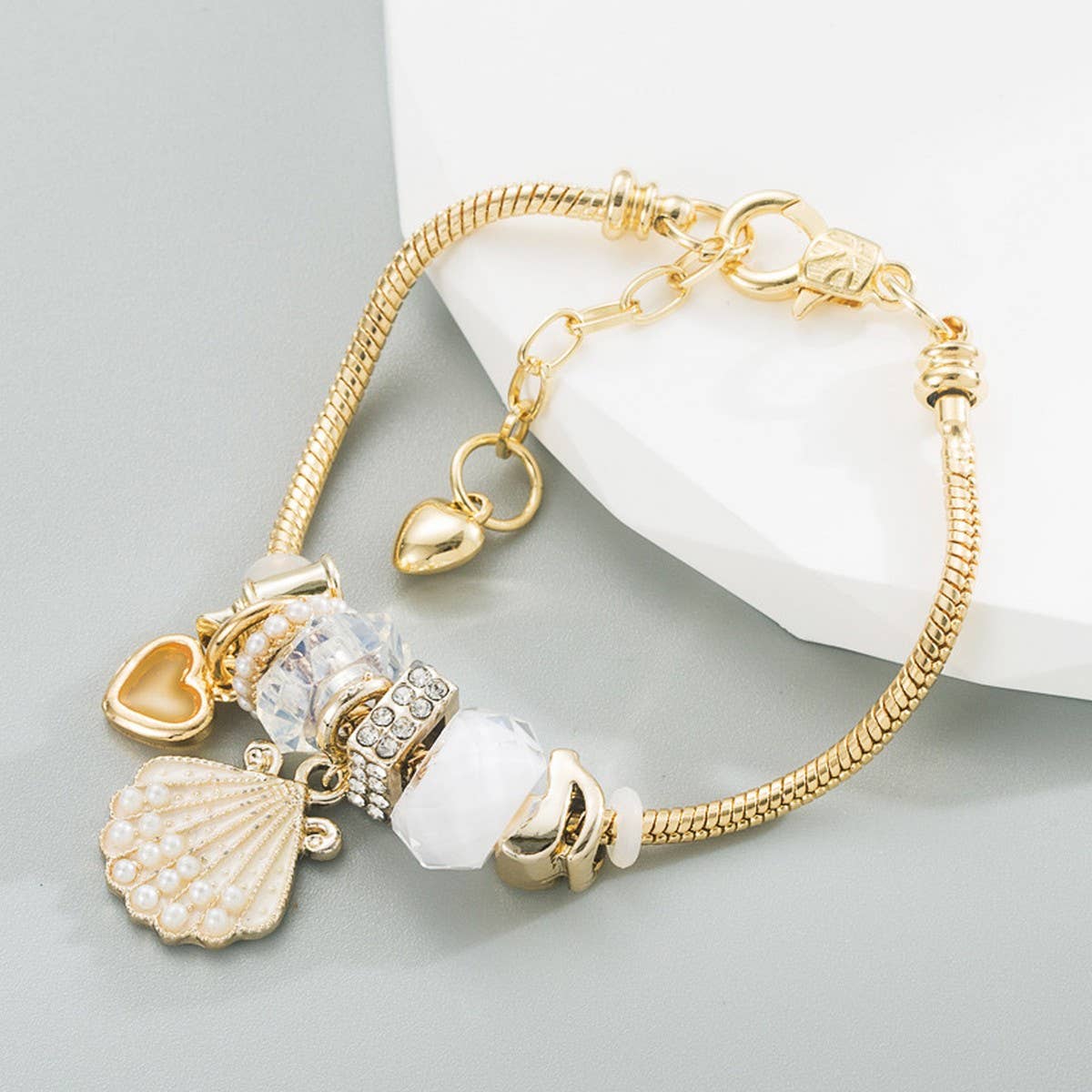 Gold Alloy Adjustable Pearl Shell Bracelet