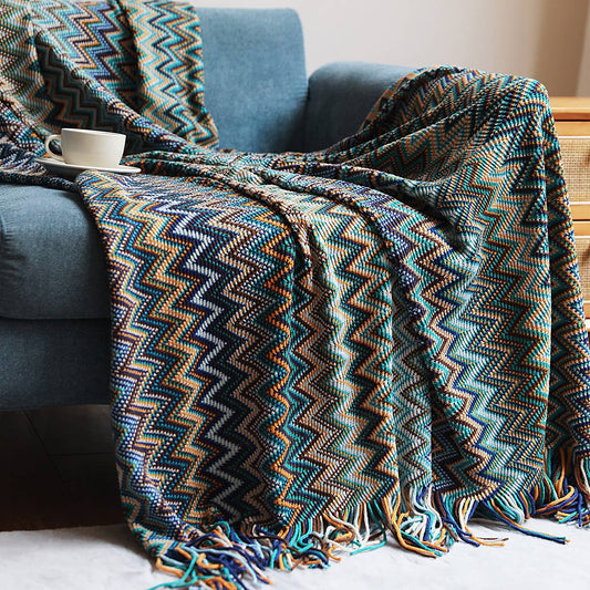 KNITTED STRIPED SOFA BLANKET BLANKET