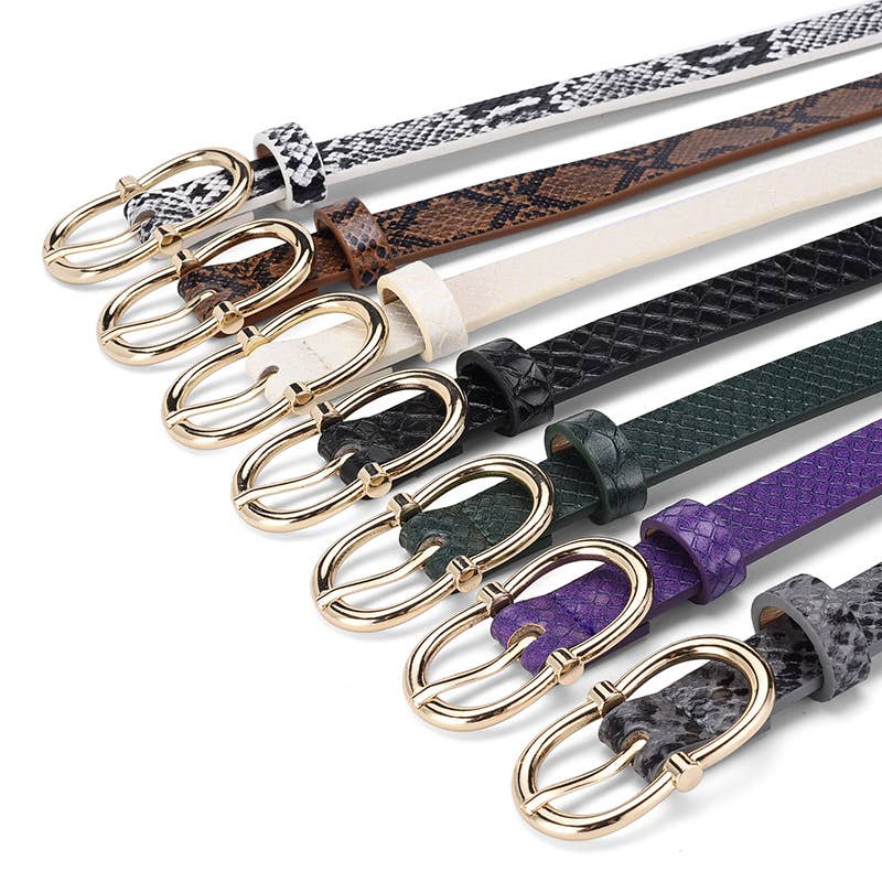 Personalized Snake-patterned metal buckle belt