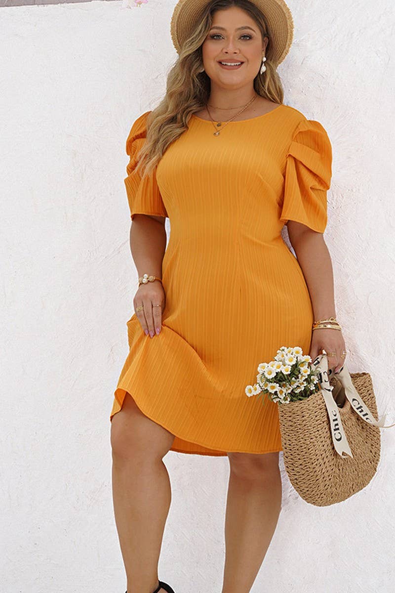 TEMPERAMENT BUBBLE SLEEVES WAIST IN PIECE DRESS_CWDSD2979