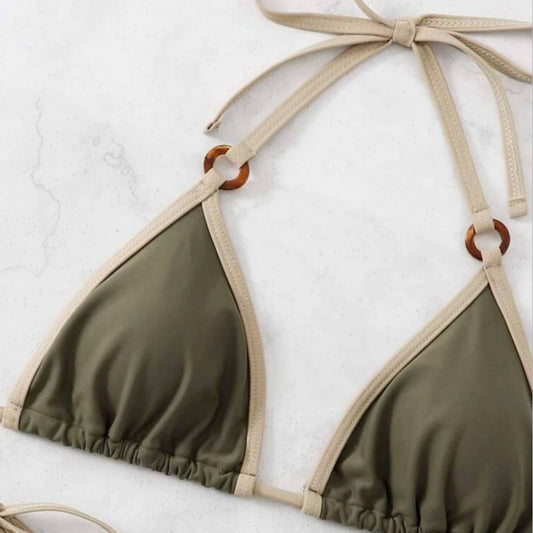 Solid Color Split Bikini - Sexy Sling Swimsuit_CWMW0147