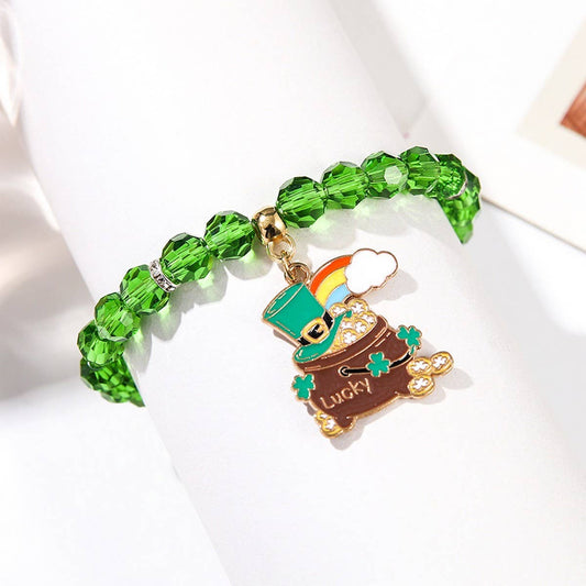 ST. PATRICK'S DAY IMITATION PEARL ACRYLIC BRACELET_CWMM3508