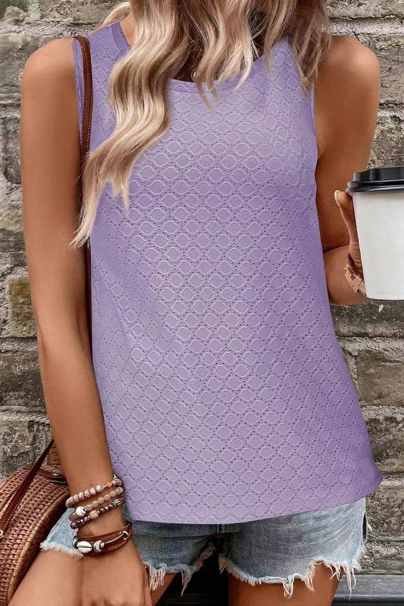 Cwttsl0232_Round Neck Sleeveless Knit Top