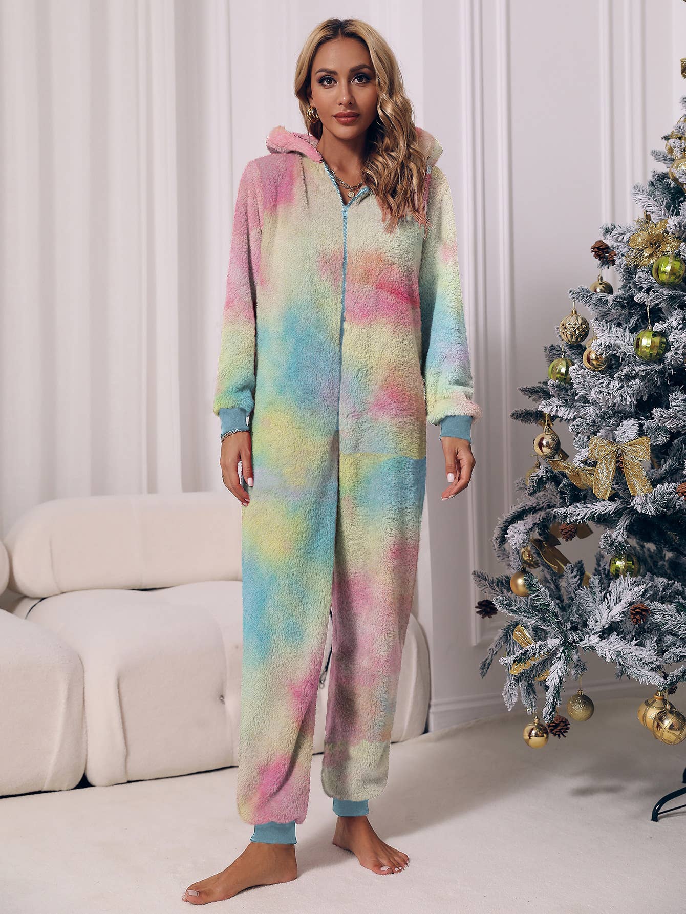 Long sleeved reversible velvet Christmas jumpsuit