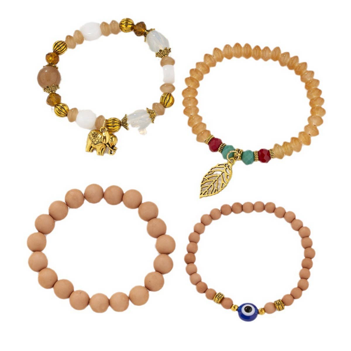 MULTI-LAYERED ELEPHANT LEAF BEAD BRACELET