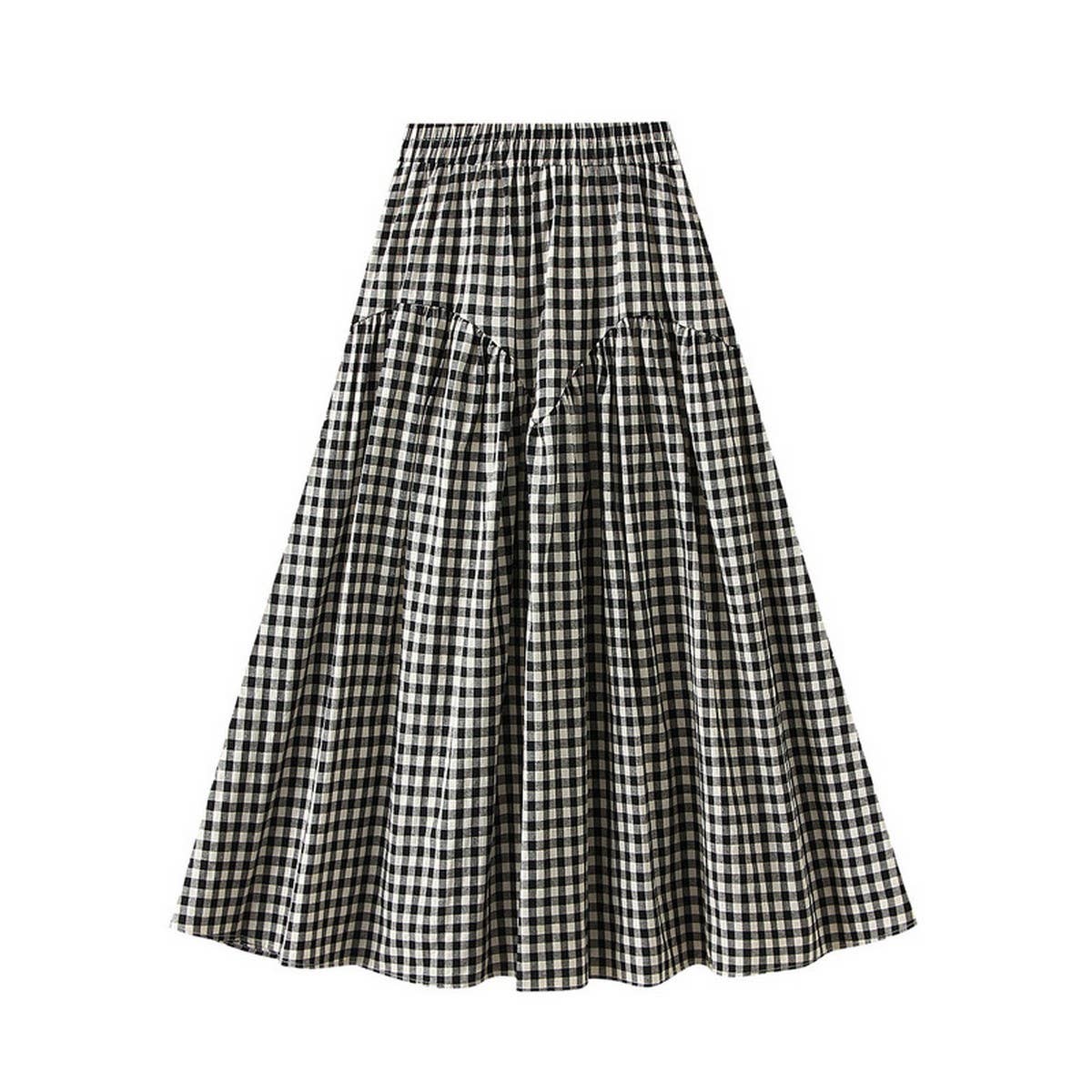 Vintage Plaid High-Waist A-Line Flared Skirt