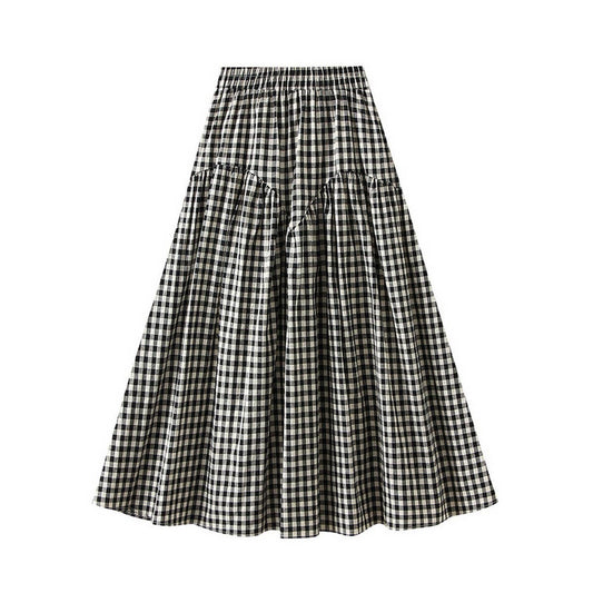 Vintage Plaid High-Waist A-Line Flared Skirt