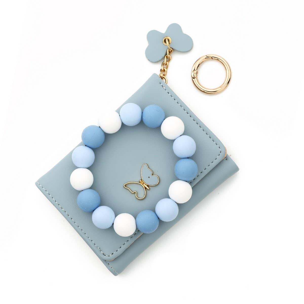 Butterfly Card Holder Wallet with Keychain Bracelet_CWAB4949