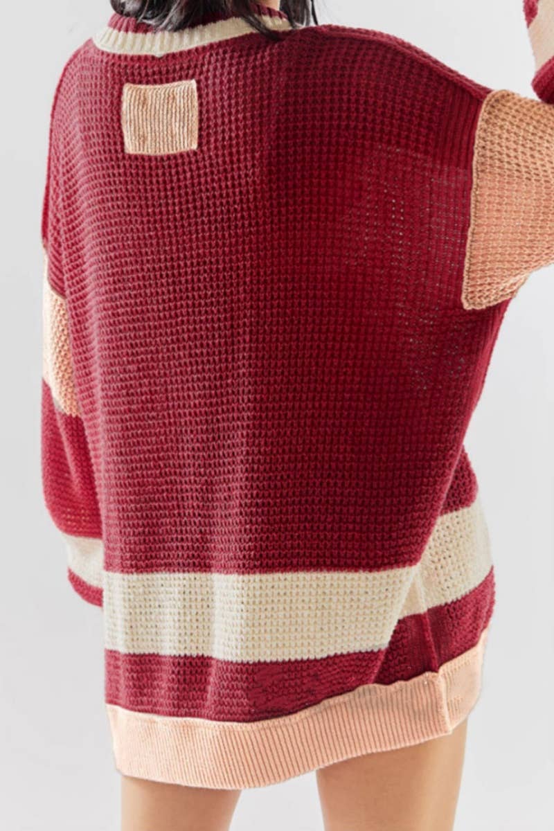 CWOCAL1830_COLOR MATCHING POCKET V-NECK LONG SLEEVE CARDIGAN