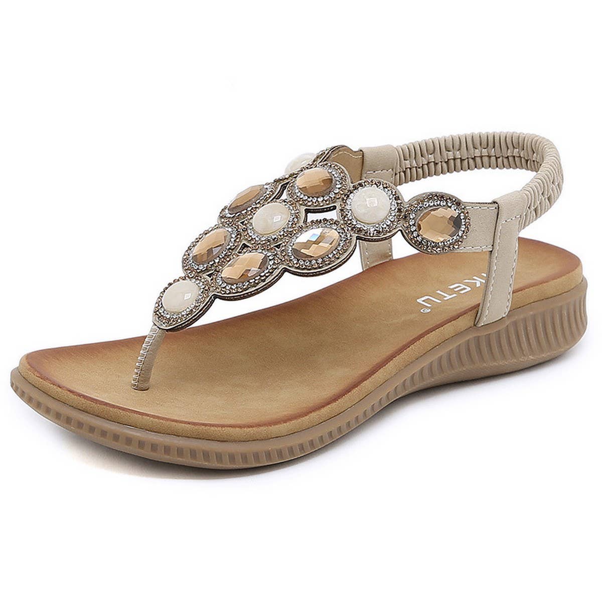 WOMENS FLIP FLOPS CRYSTAL JEWELED SANDALS SHOES