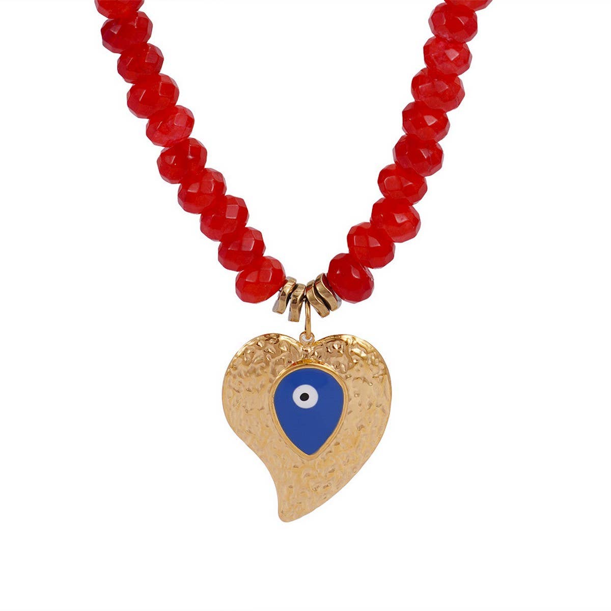 Colorful Beads Malachite Evil Eye Heart Necklace