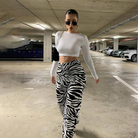 SEXY SLIM ZEBRA-PRINT SLACKS AND SWEATPANTS