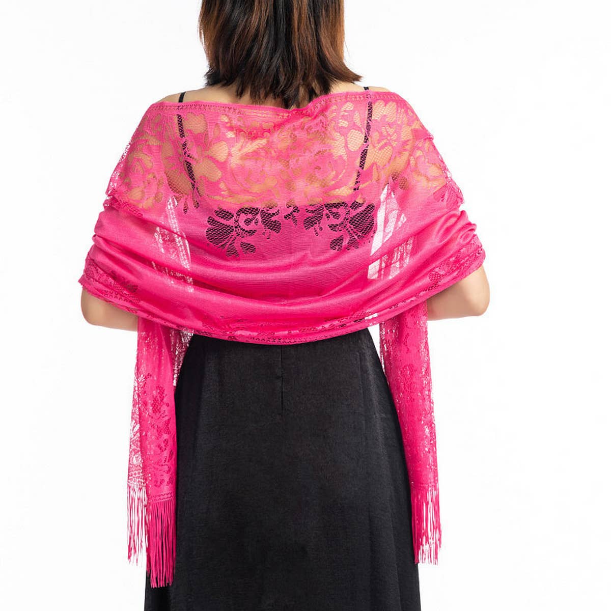 FASHIONABLE EVENING HOLLOW LACE SHAWL