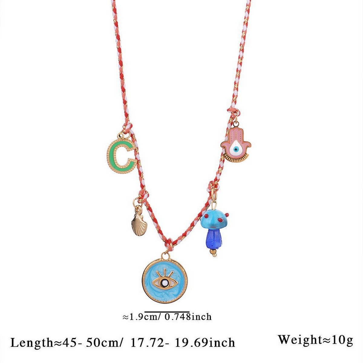 Fabric Sun Moon Necklace with Pink Crystal Charm_CWMM7539