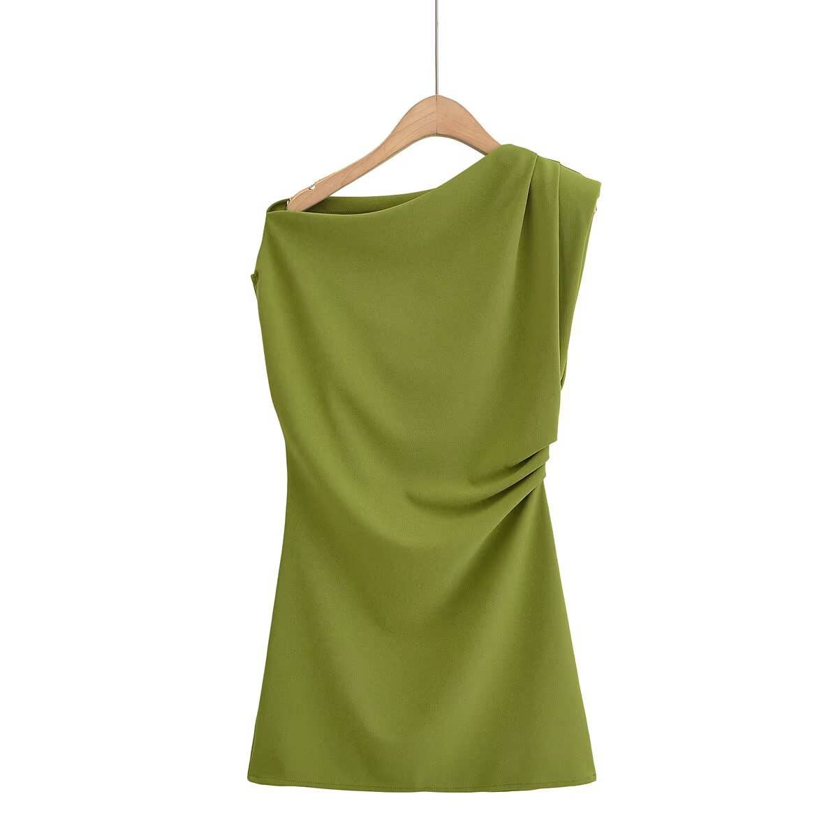 Off-the-shoulder houlder pads short dress