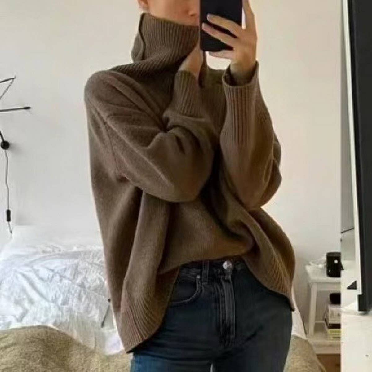 Women's Solid Turtleneck Knit Sweater