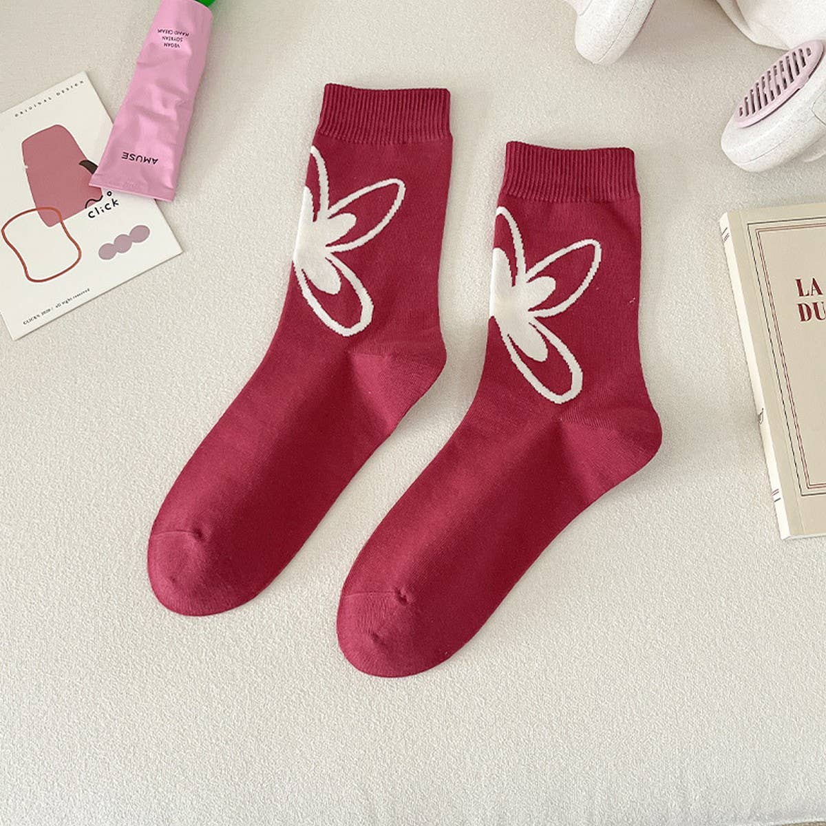 CUTE CARTOON PATTERN PURE COTTON MID-CALF SOCKS