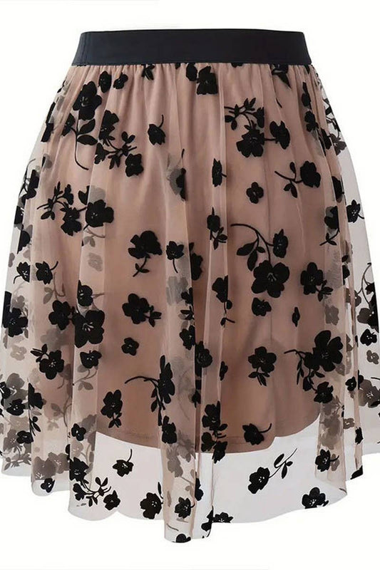 CWBSS0440_HIGH-GRADE MESH FLOWER A-LINE SHORT SKIRT