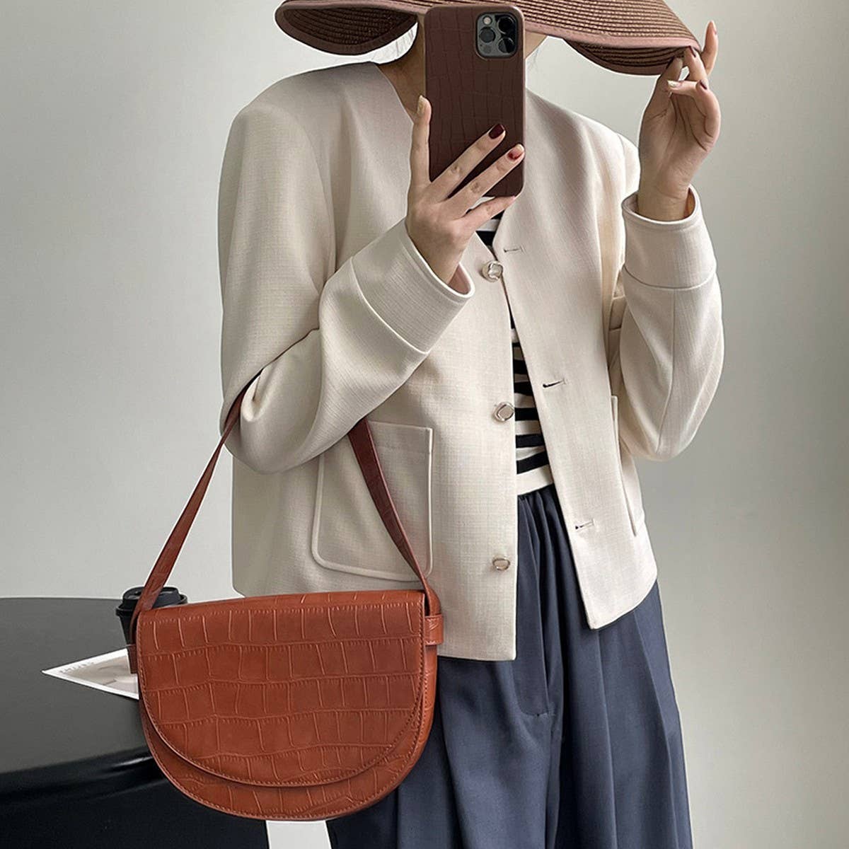 Small fragrance collarless suit jacket