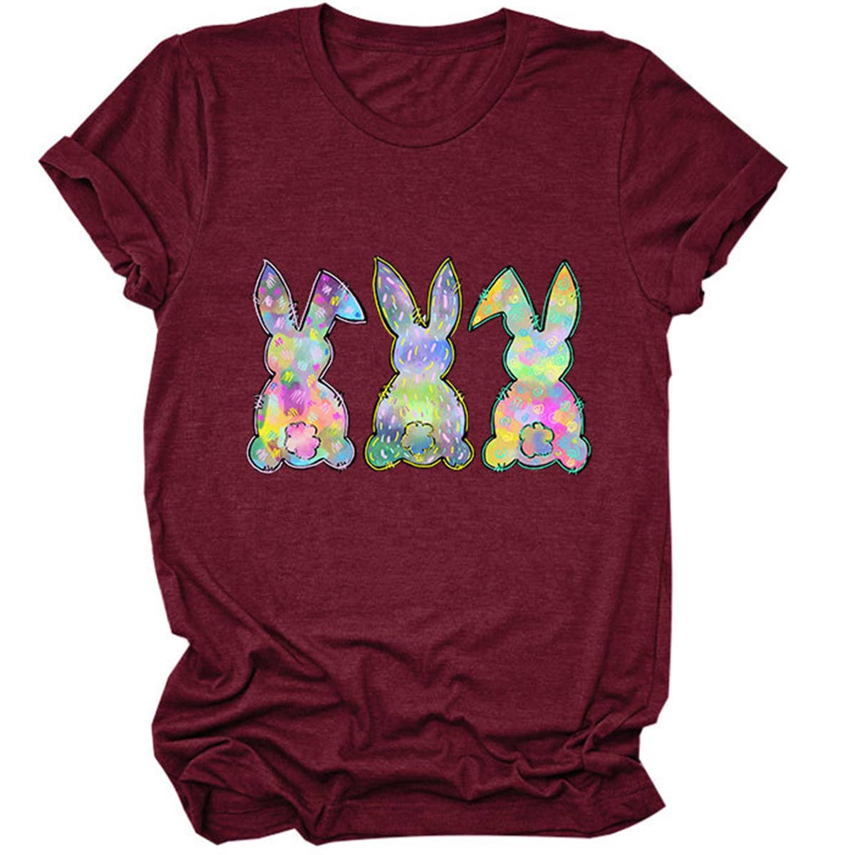 EASTER THREE BUNNIES PRINTED CREWNECK T SHIRT_CWTTS0858
