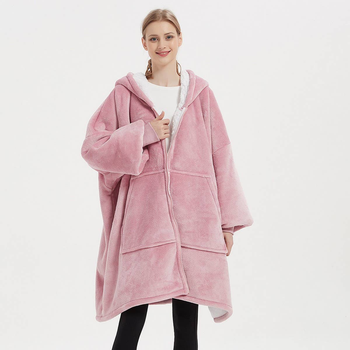 Couple¡¯s Wearable Hoodie Blanket Zip-Up Sweatshirt