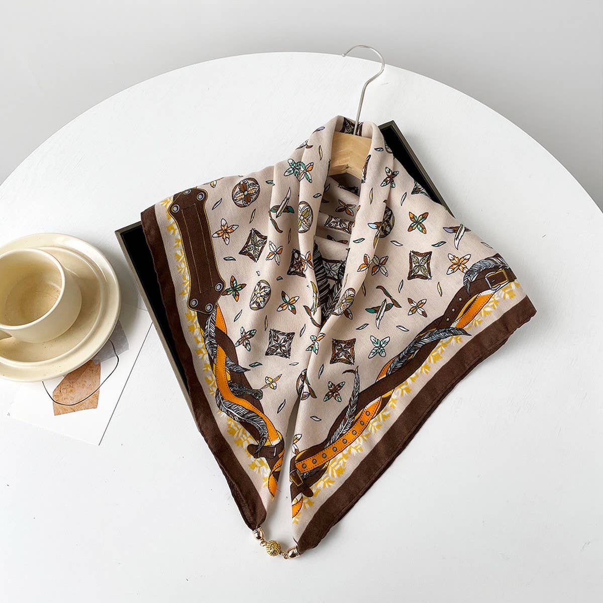 Magnetic Closure Scarf, Floral Triangle Neck Wrap