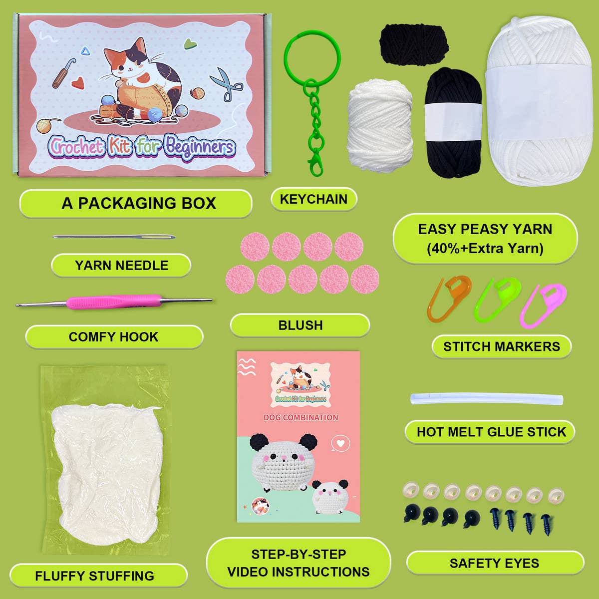 CUTE PUPPY DOLL CROCHET MATERIAL KIT