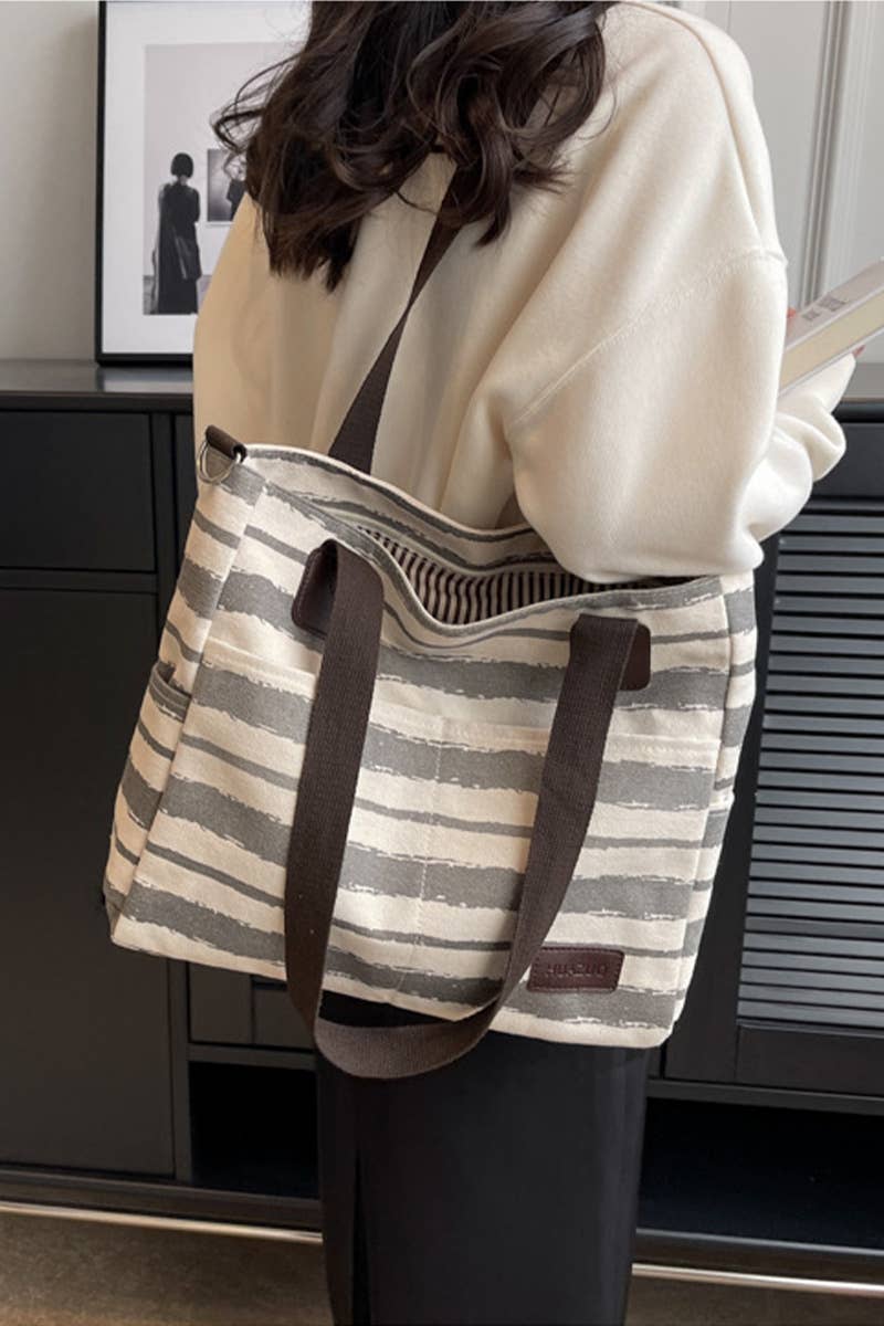 STRIPE SQUARE SHOPPERS BAG_CWAB0513