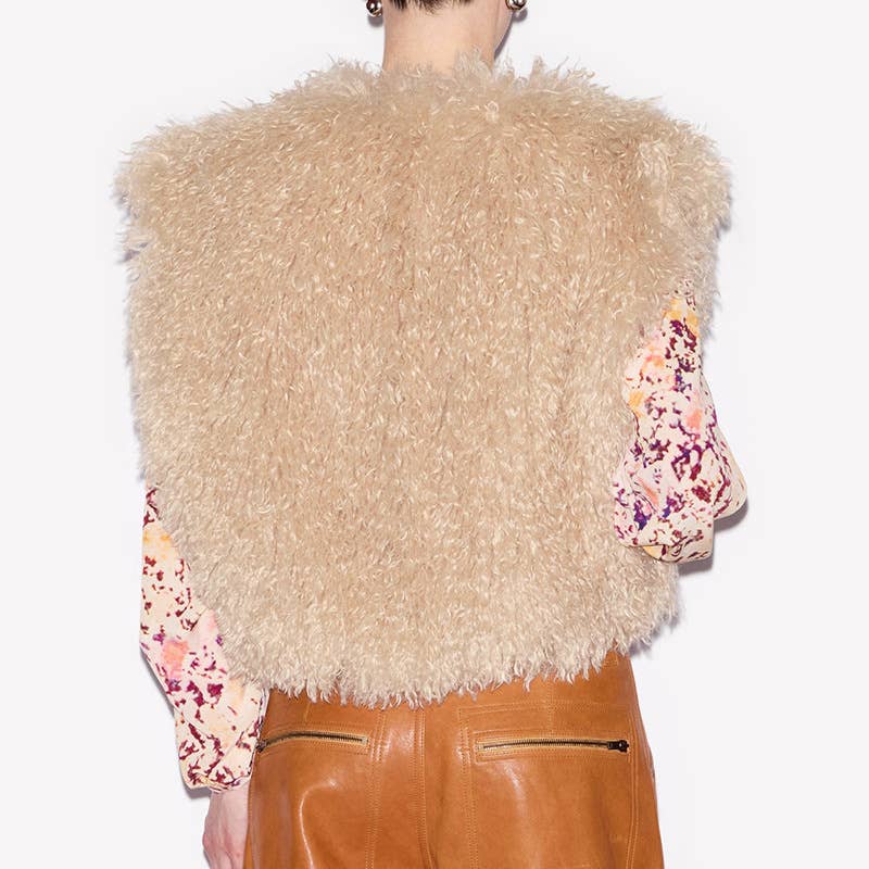 FASHION SOLID COLOR SLEEVELESS SHORT FURRY VEST