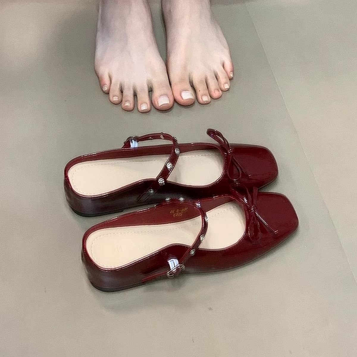 Rhinestone Bow Wedge Mary Jane Mules