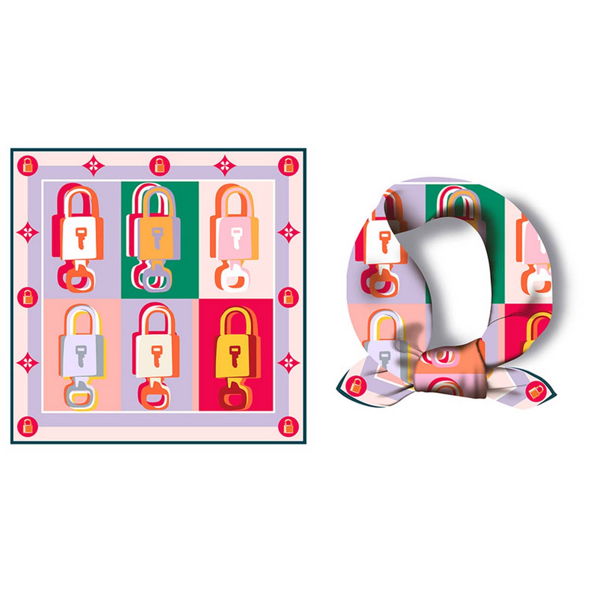 NEW COLOR BLOCK PRINTED SQUARE SCARF