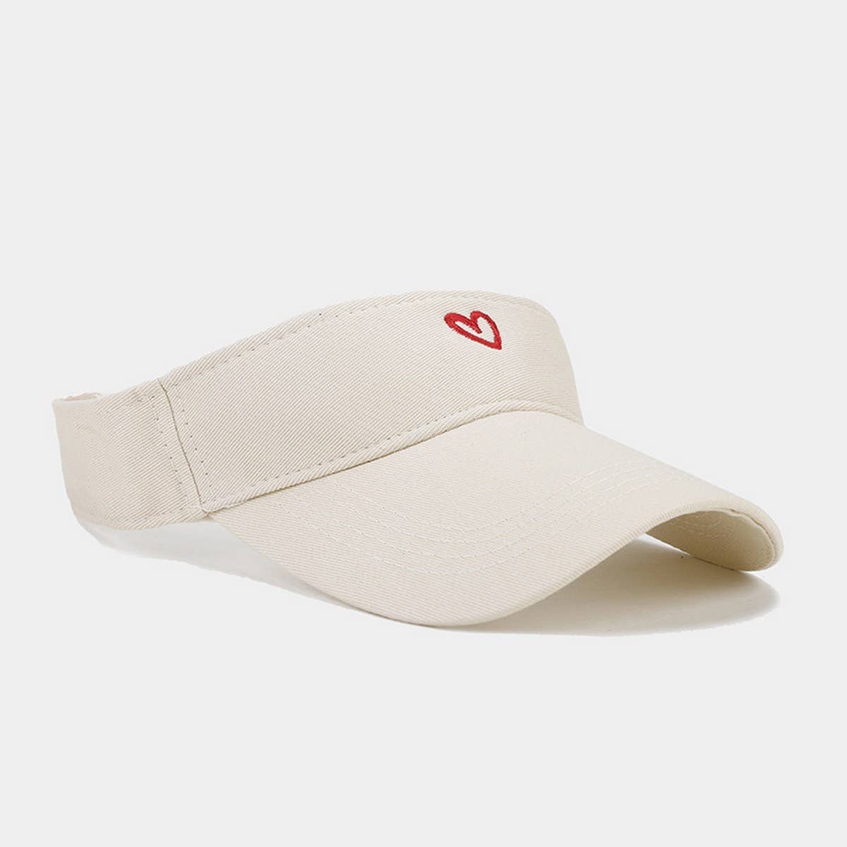 Heart Embroidered Visor - Summer Sun Hat_CWAH3290