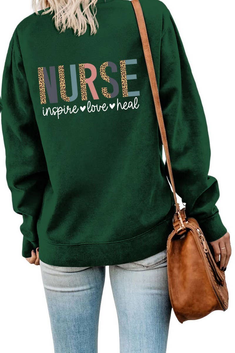 WOMEN NURSE PRINTING RIBBED OVERSIZED PULLOVER_CWTSTL0459
