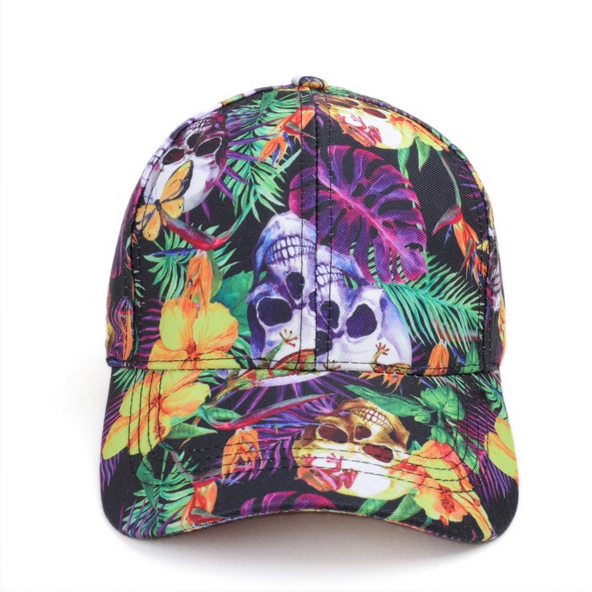 Skull Leaf Print Graffiti Baseball Cap - Sun Hat CWAH1549